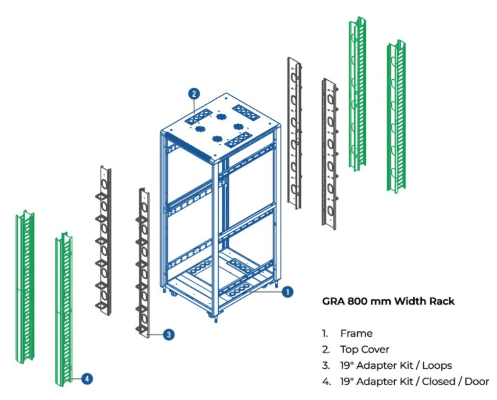 Cable Rack GRSGRA - 4 POST 800 WIDE RACK Drawings